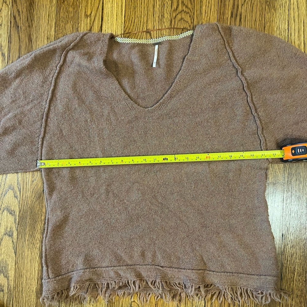Free People Tan V-Neck Sweater with Fringe - Picture 11 of 13